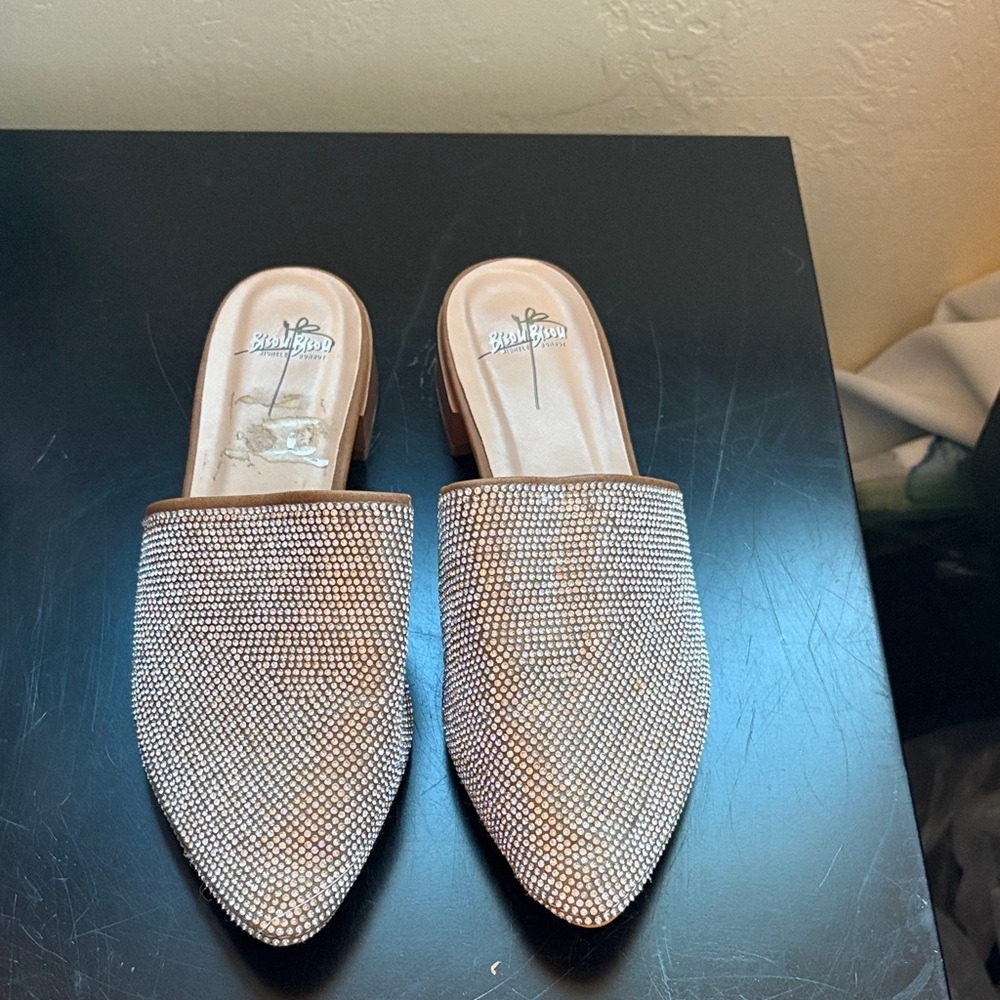 Bisou Bisou Rhinestone Mules 6.5